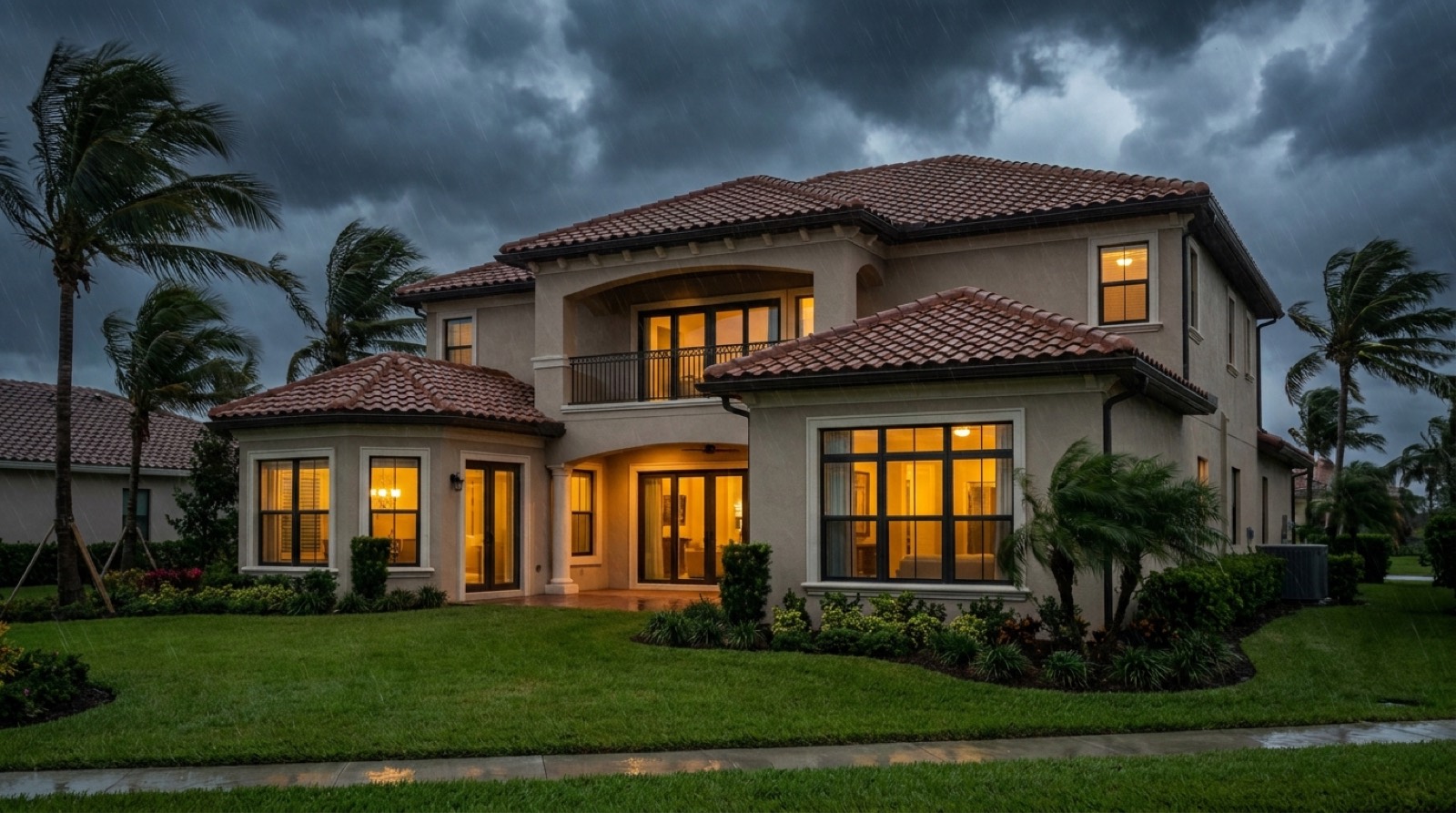 South Florida home with impact windows standing secure during a hurricane, serving Hypoluxo