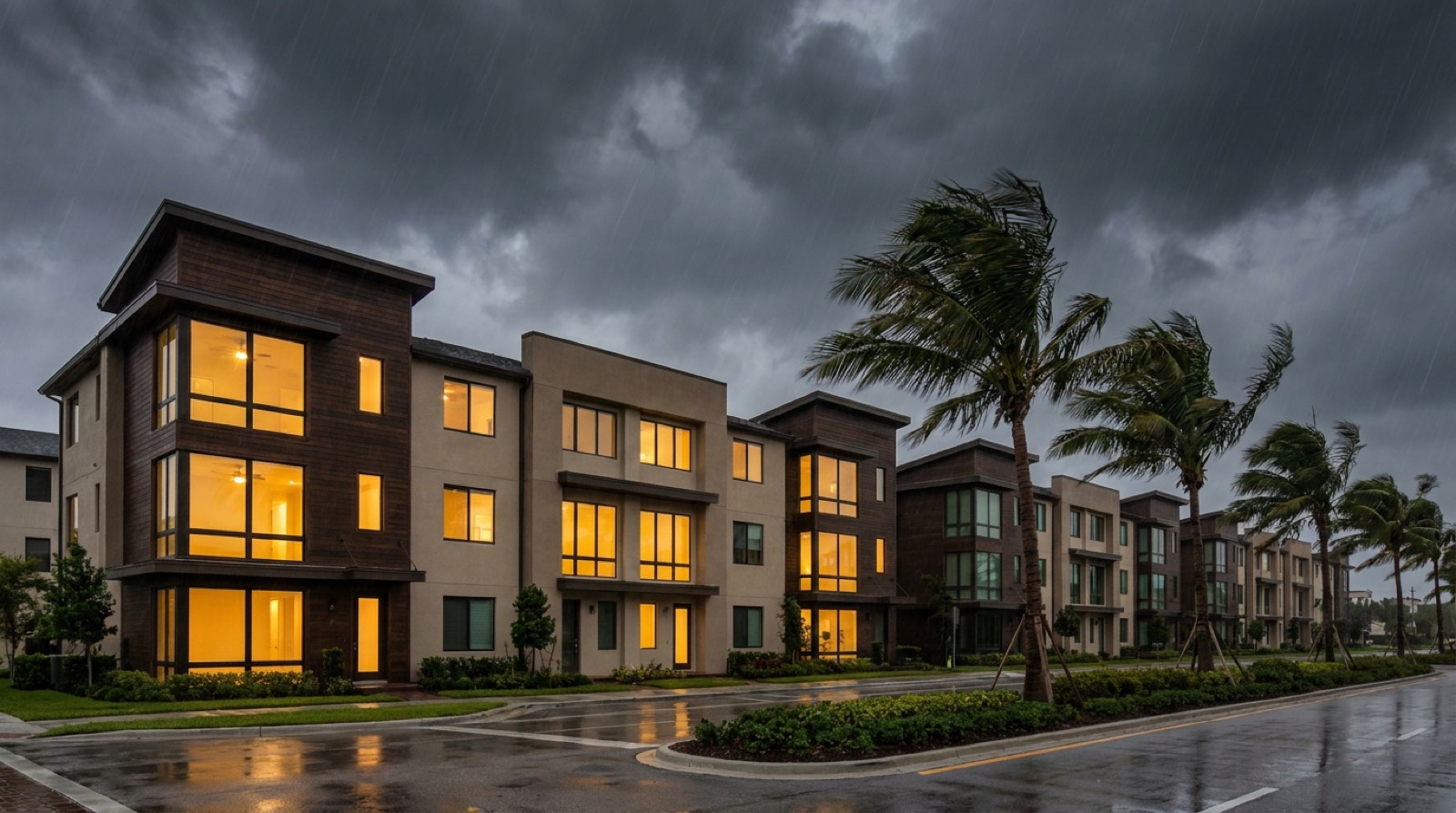 South Florida home with impact windows standing secure during a hurricane, serving Gulf Stream