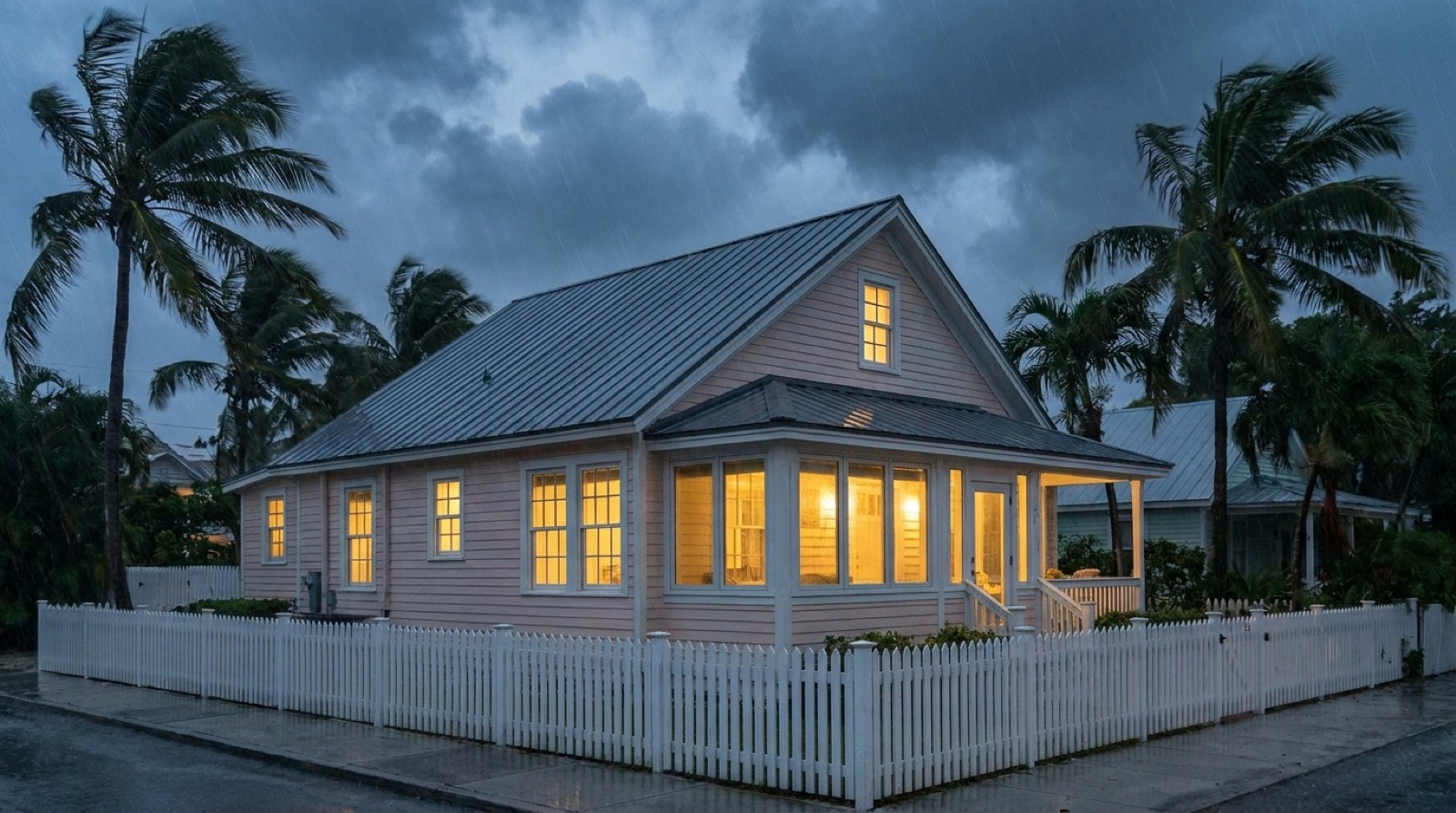 South Florida home with impact windows standing secure during a hurricane, serving Ocean Ridge