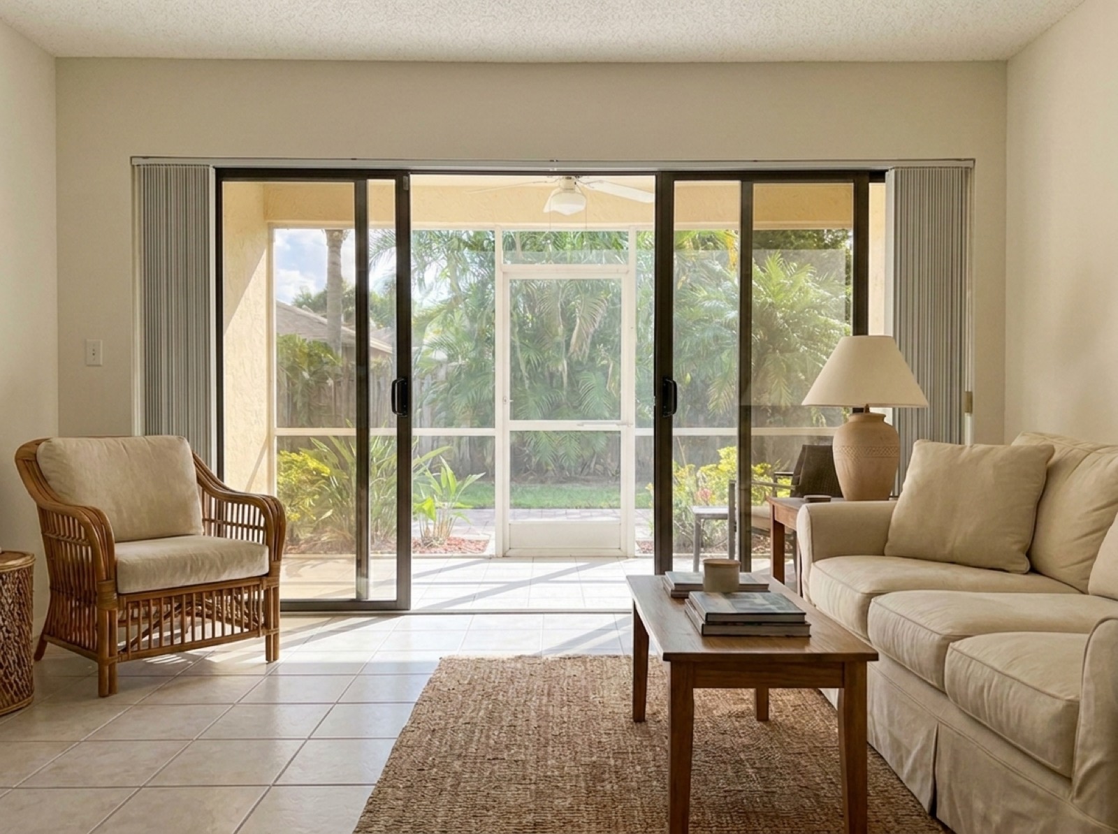 After: new impact sliding glass door with bronze frames